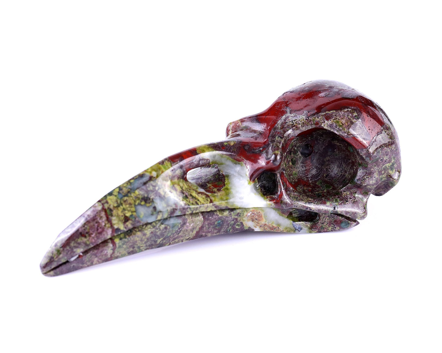 Nicedony 4.8" Dragon Blood Jasper Hand Carved Crystal Raven Skull Sculpture - View 10