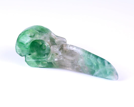 Nicedony 4.8" Fluorite Hand Carved Crystal Raven Skull Sculpture