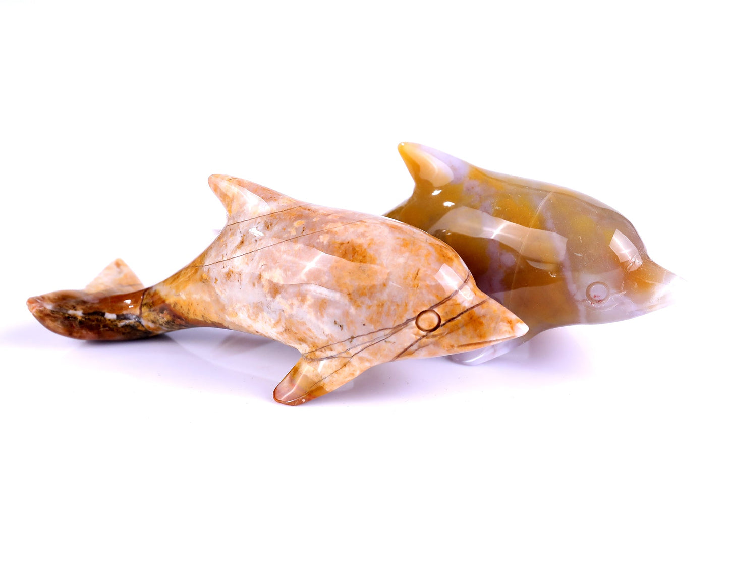 Nicedony 5.0" Chalcedony Hand Carved Crystal Dolphin Sculpture - View 8