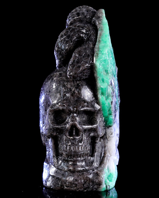 Nicedony 5.0" Emerald Hand Carved Crystal Skull and Snake Sculpture (SKU: 3100547) - Photo 2