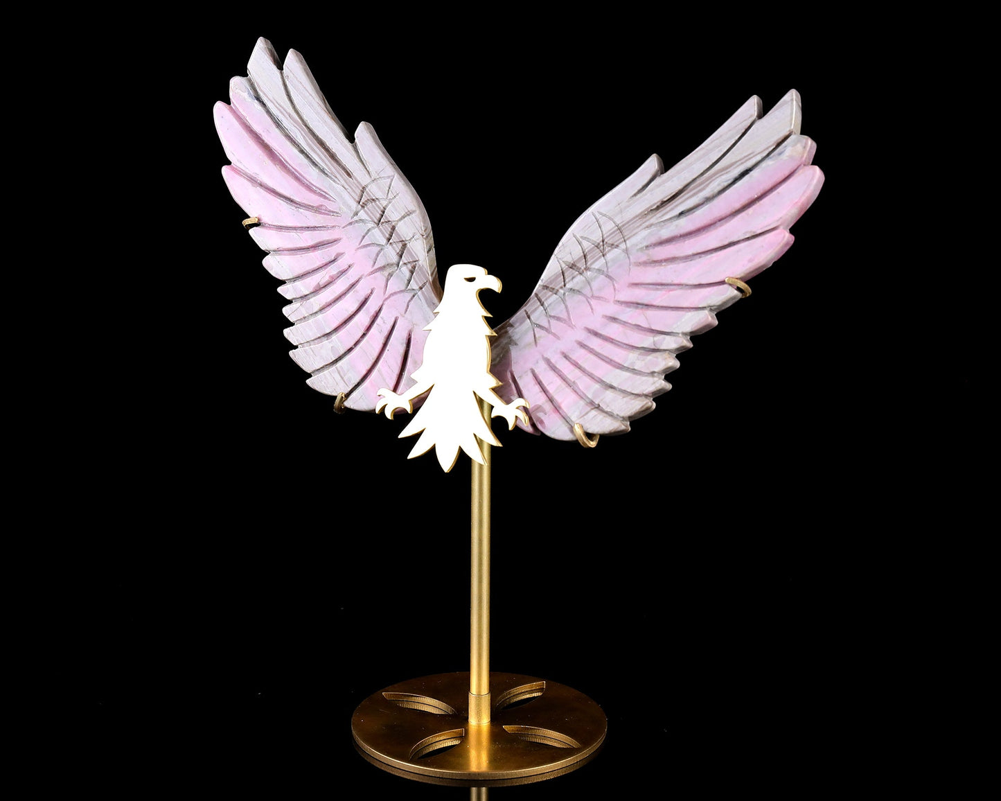 Nicedony 5.0" Rhodonite Hand Carved Crystal Eagle Wings Sculpture - View 10
