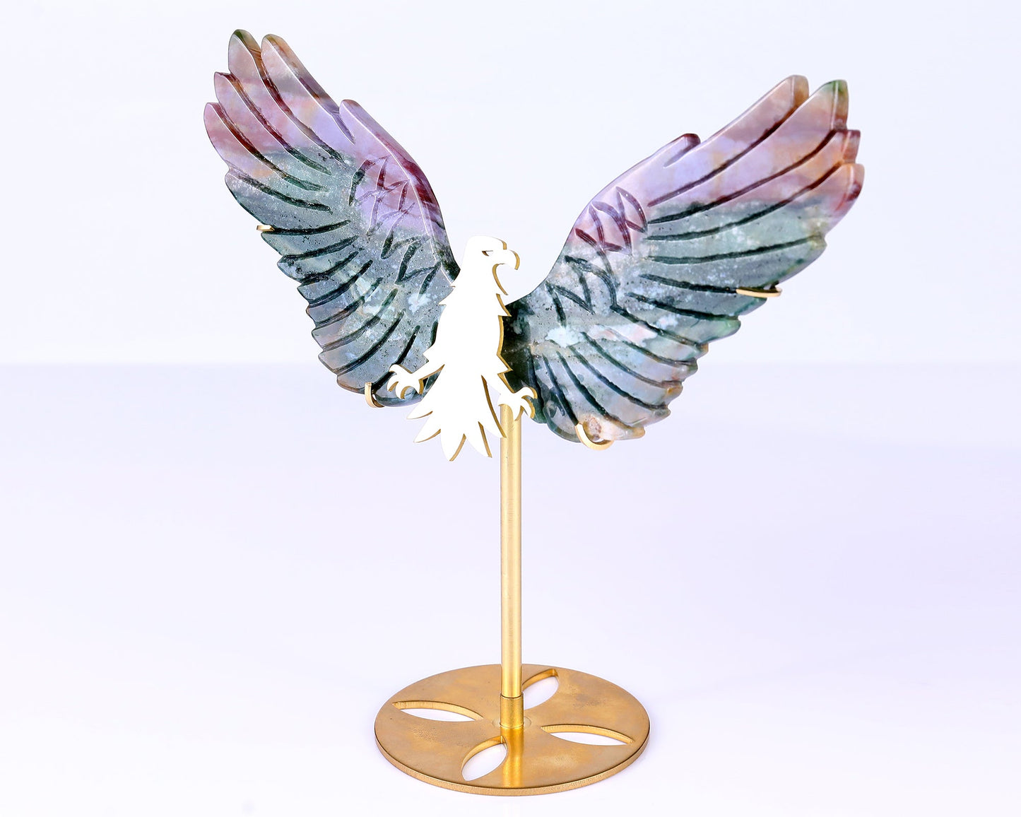 Nicedony 5.1" Indian Agate Hand Carved Crystal Eagle Wings Sculpture - View 10