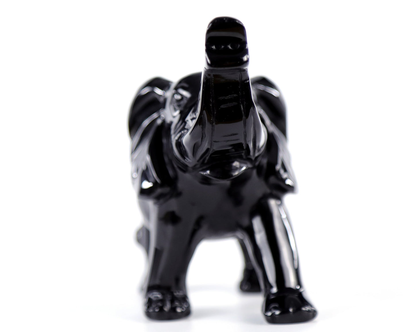 Nicedony 5.2" Black Obsidian Hand Carved Crystal Elephant Sculpture - View 11