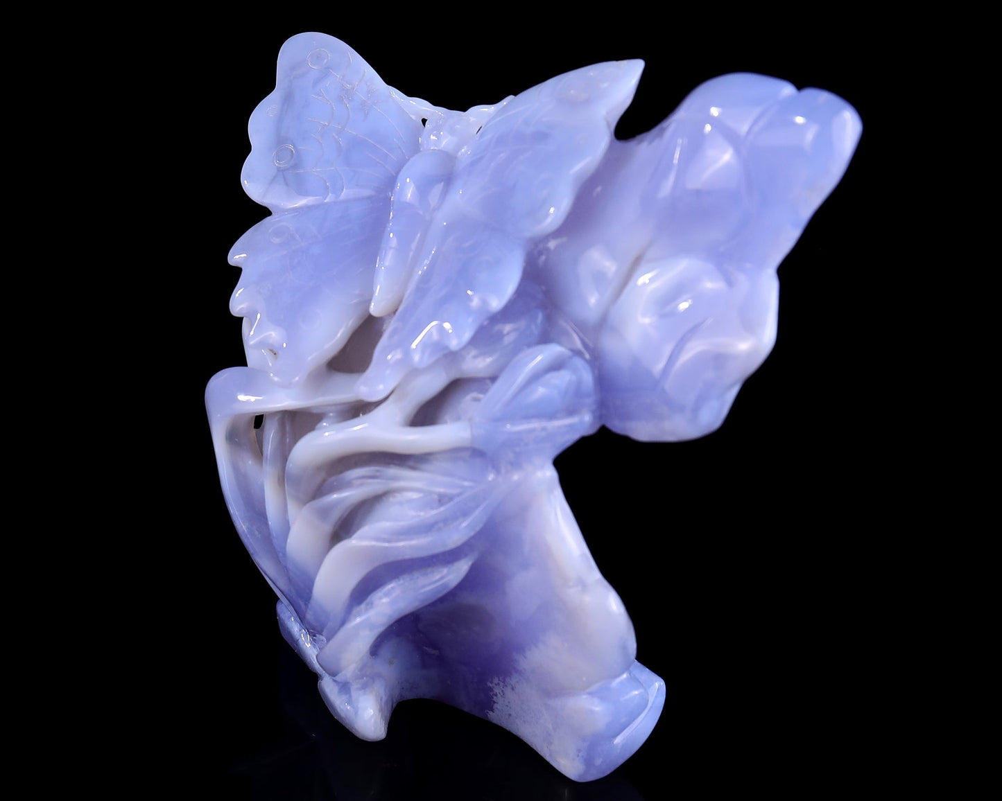 Nicedony 5.2" Blue Crazy Lace Agate Hand Carved Butterfly and Lotus - View 9
