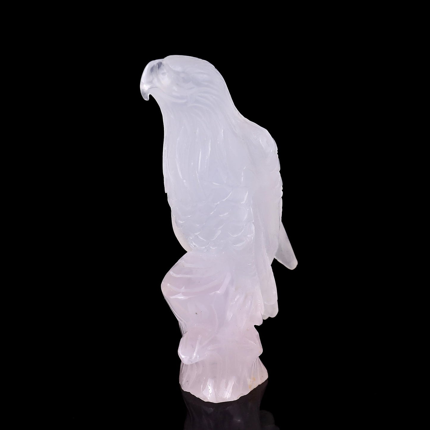 Nicedony 5.2" Rose Quartz Hand Carved Crystal Parrot Sculpture - View 6