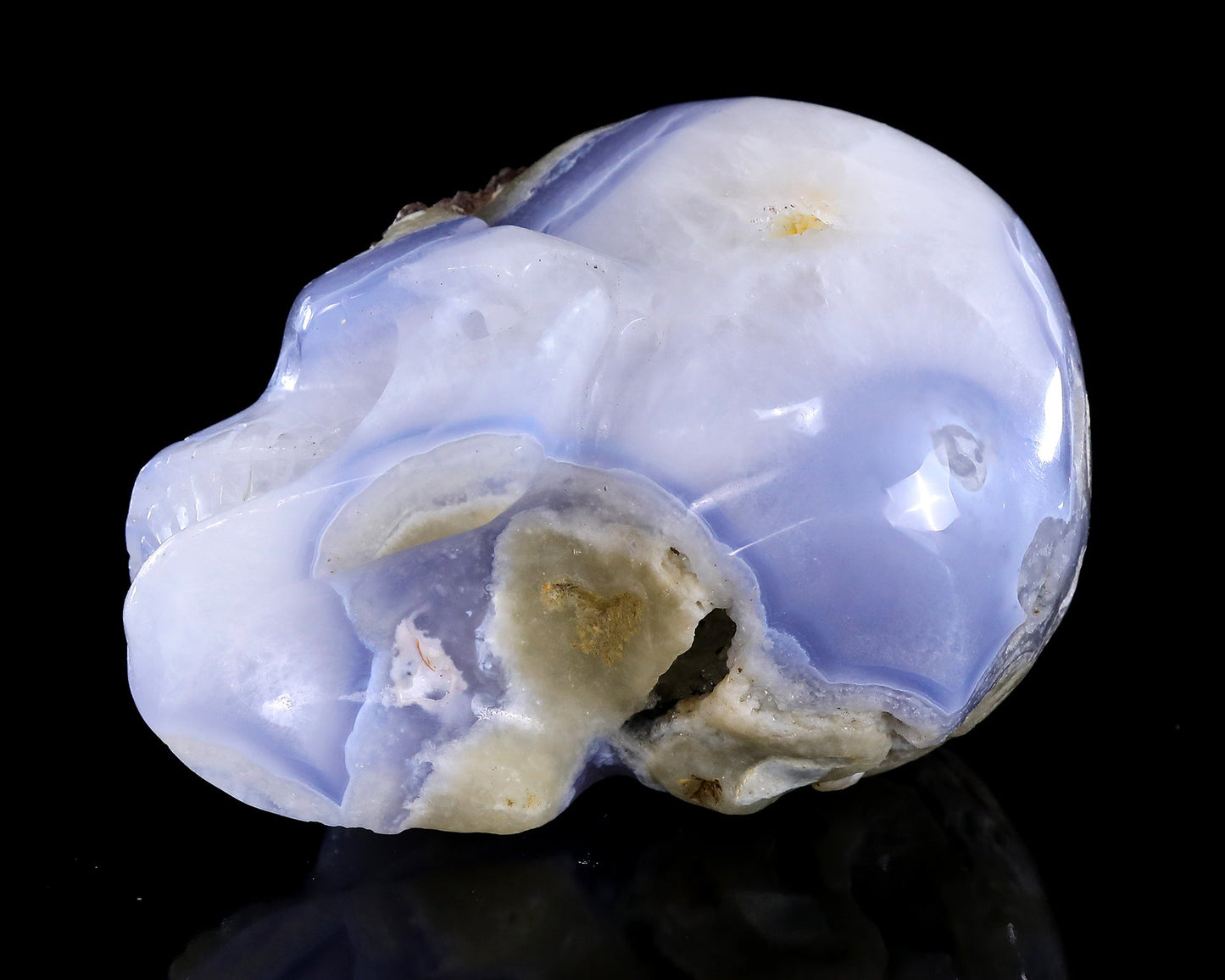Nicedony 5.3" Blue Lace Agate Hand Carved Crystal Skull Sculpture - View 13