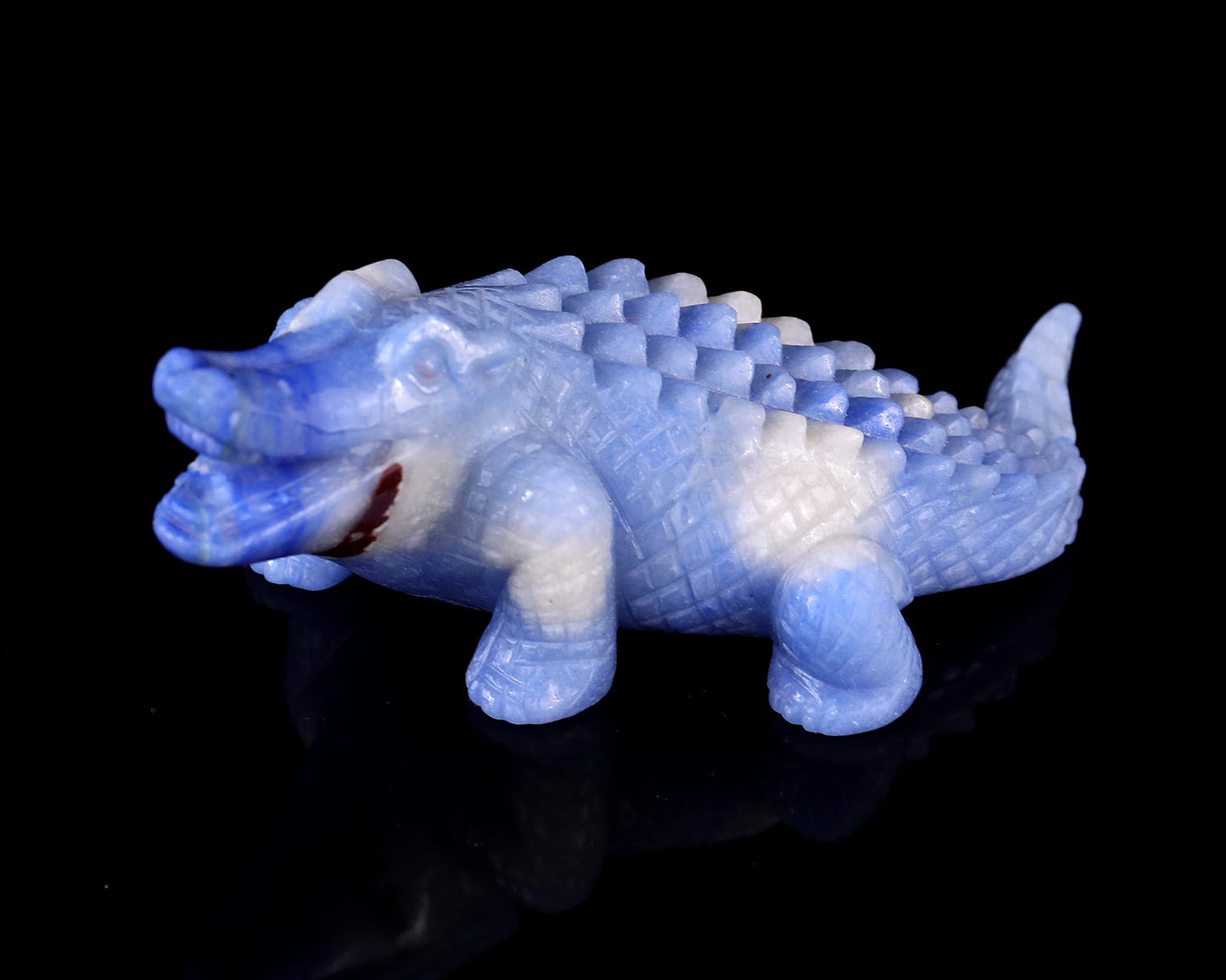 Nicedony 5.4" Blue Aventurine Hand Carved Crystal Crocodile Sculpture - View 10
