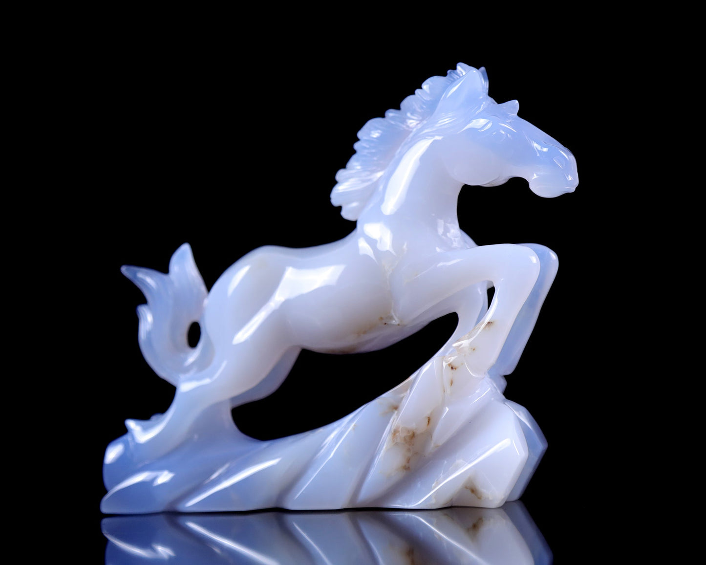 Nicedony 5.4" Blue Chalcedony Hand Carved Crystal Horse Sculpture - View 11