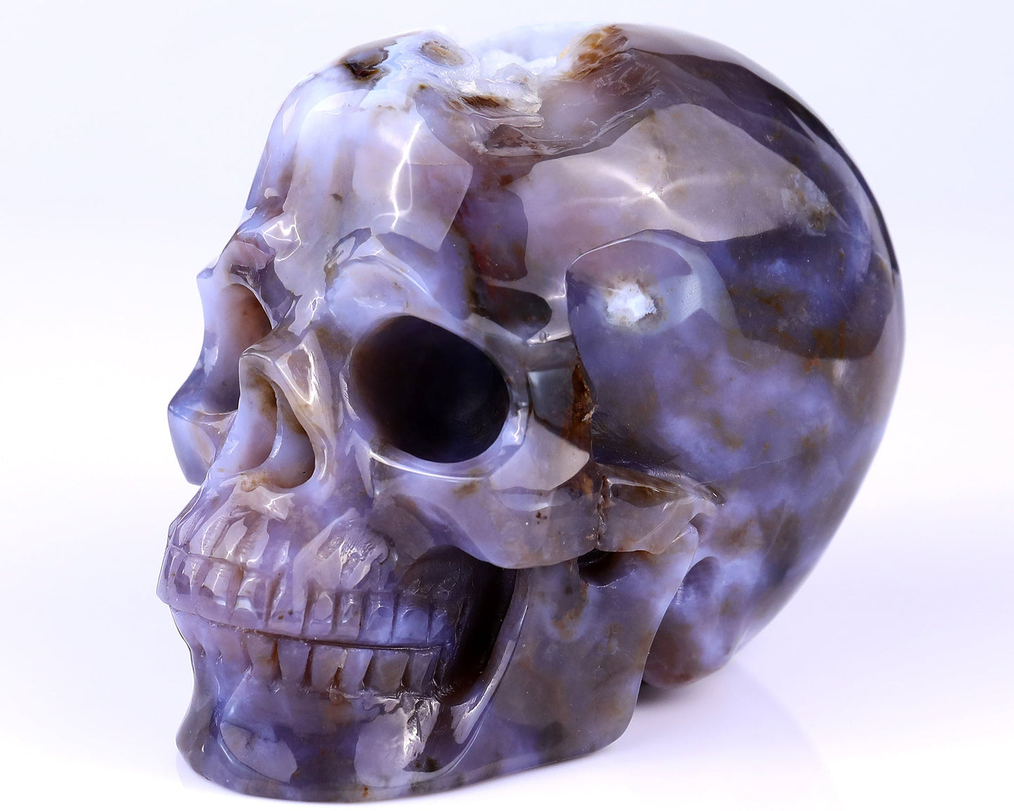 Nicedony 5.4" Blue Chalcedony Hand Carved Realistic Skull Sculpture - View 8