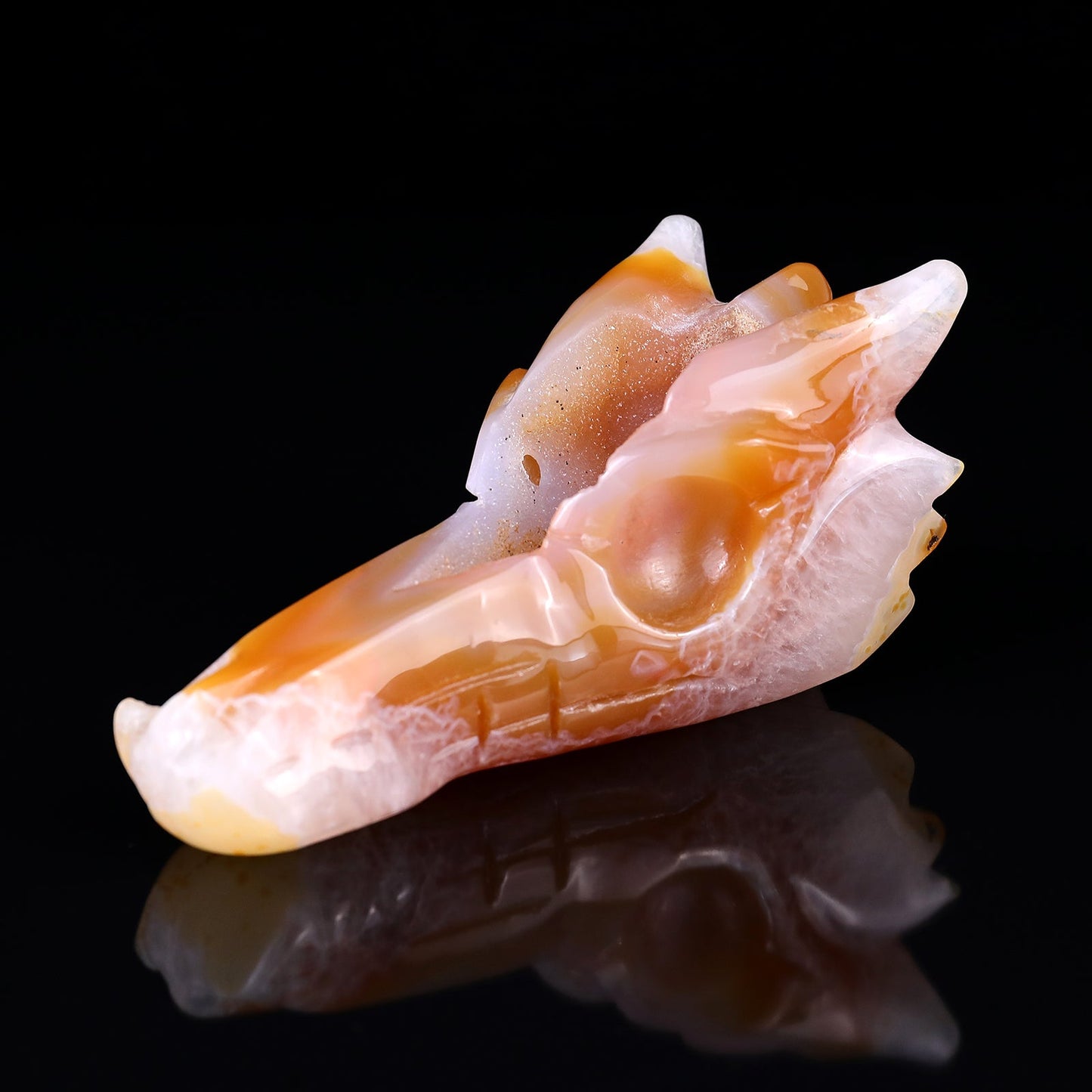 Nicedony 5.4" Geode Agate Hand Carved Crystal Dragon Skull Sculpture - View 8