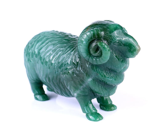 Nicedony 5.4" Green Aventurine Hand Carved Crystal Sheep Sculpture