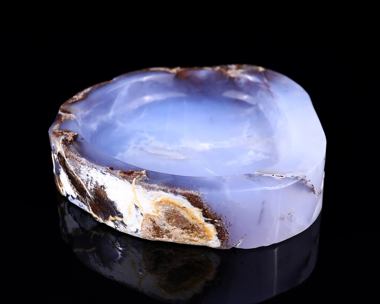 Nicedony 6.0" Blue Chalcedony Hand Carved Crystal Ashtray Fruit Tray - View 7