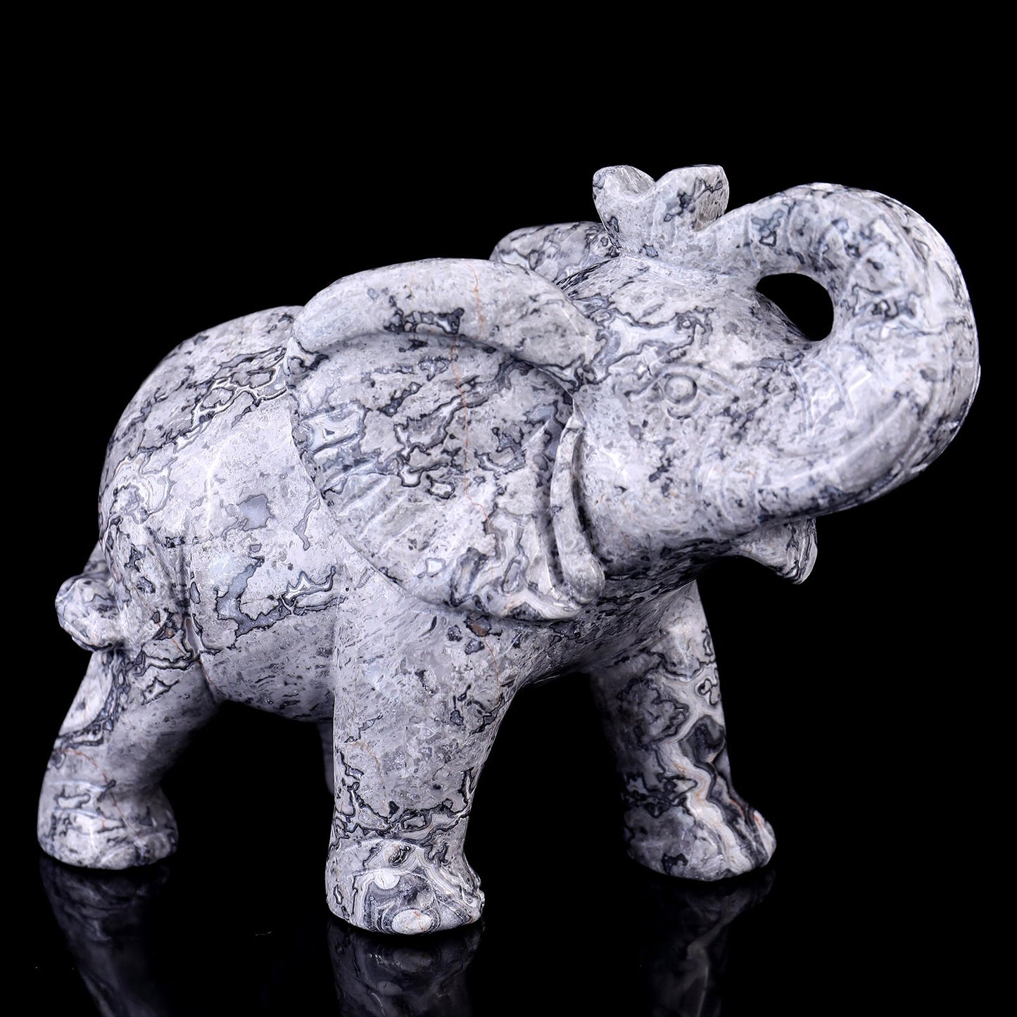 Nicedony 6.0" Map Jasper Hand Carved Crystal Elephant Sculpture - View 7