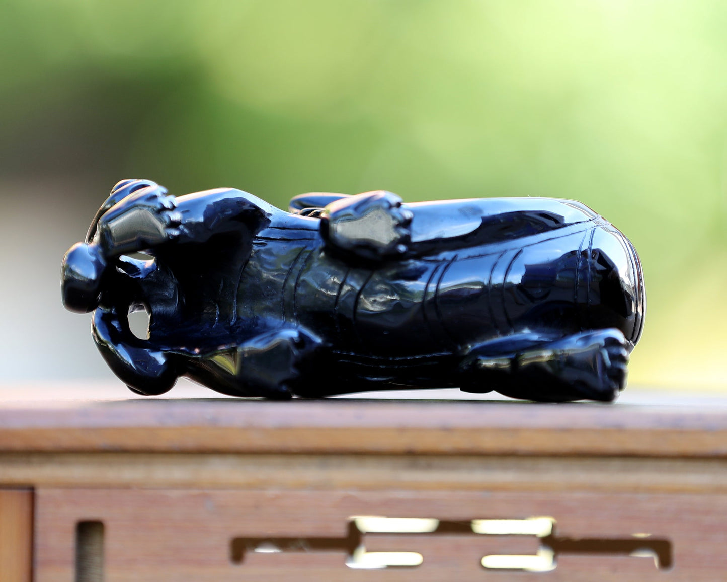Nicedony 6.2" Black Obsidian Hand Carved Crystal Kylin Sculpture - View 10