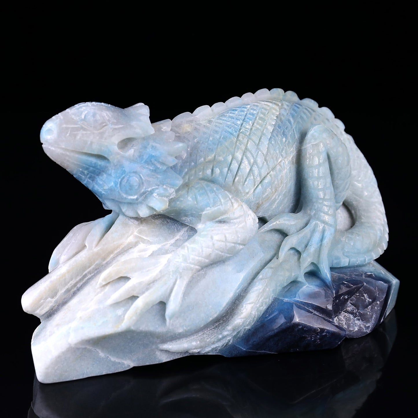 Nicedony 6.5" Amazonite Hand Carved Crystal Lizard Sculpture - View 7