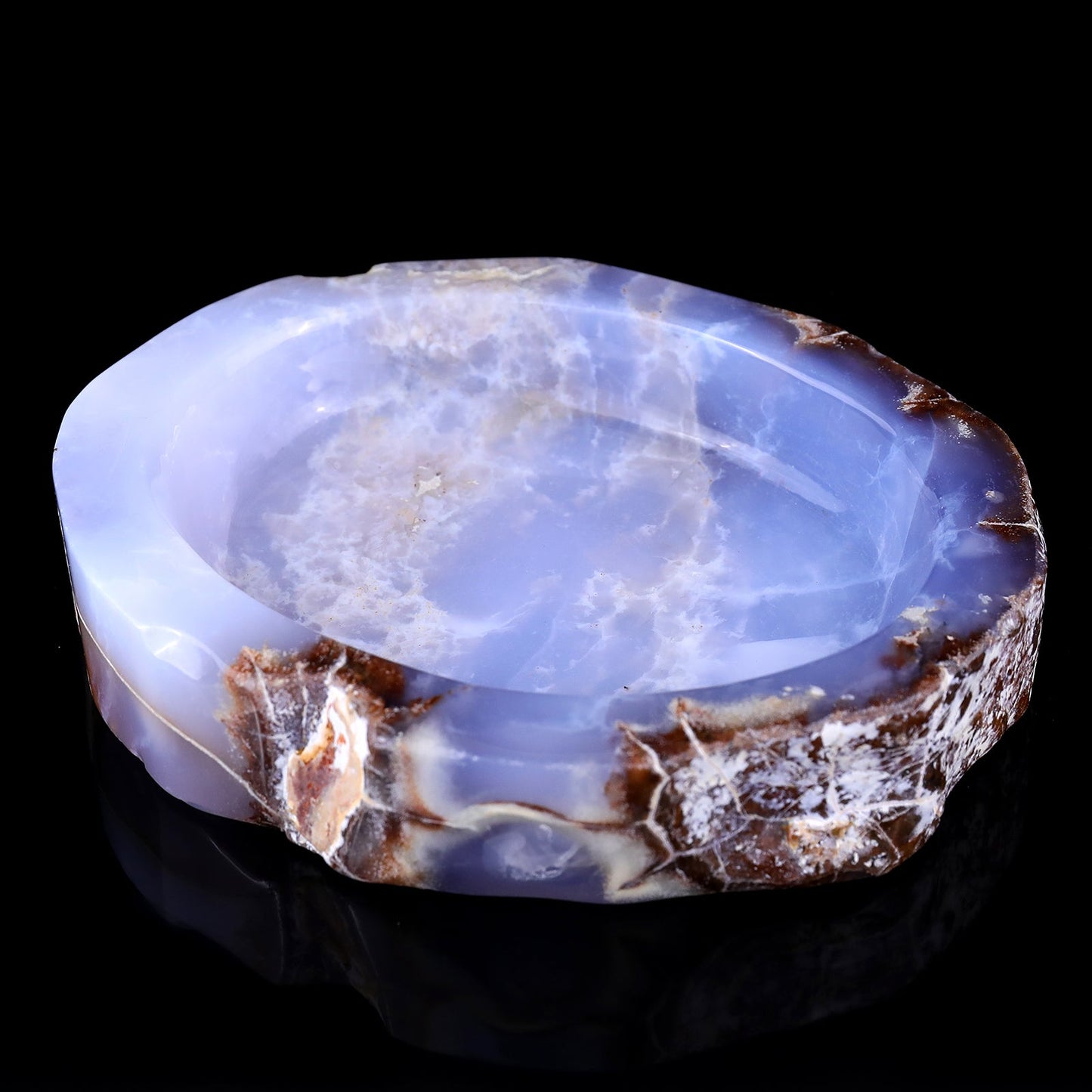 Nicedony 6.5" Blue Chalcedony Hand Carved Crystal Ashtray Fruit Tray - View 7