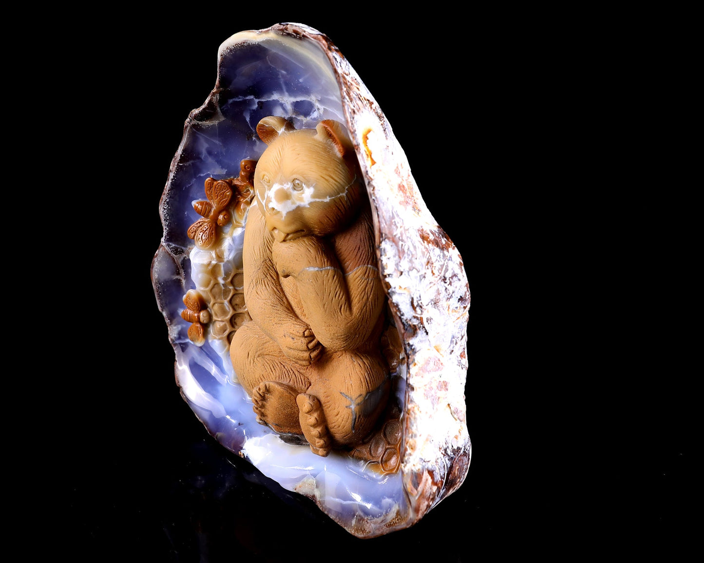 Nicedony 6.5" Blue Chalcedony Hand Carved Crystal Bear Sculpture - View 6