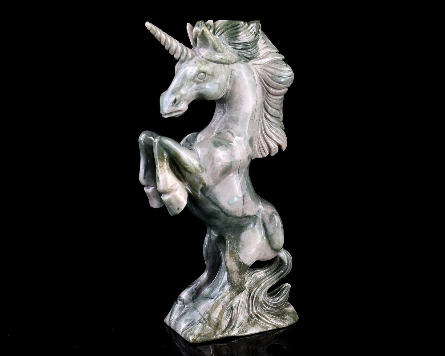 Nicedony 6.5" Jiulong Jade Hand Carved Crystal Unicorn Sculpture - View 10
