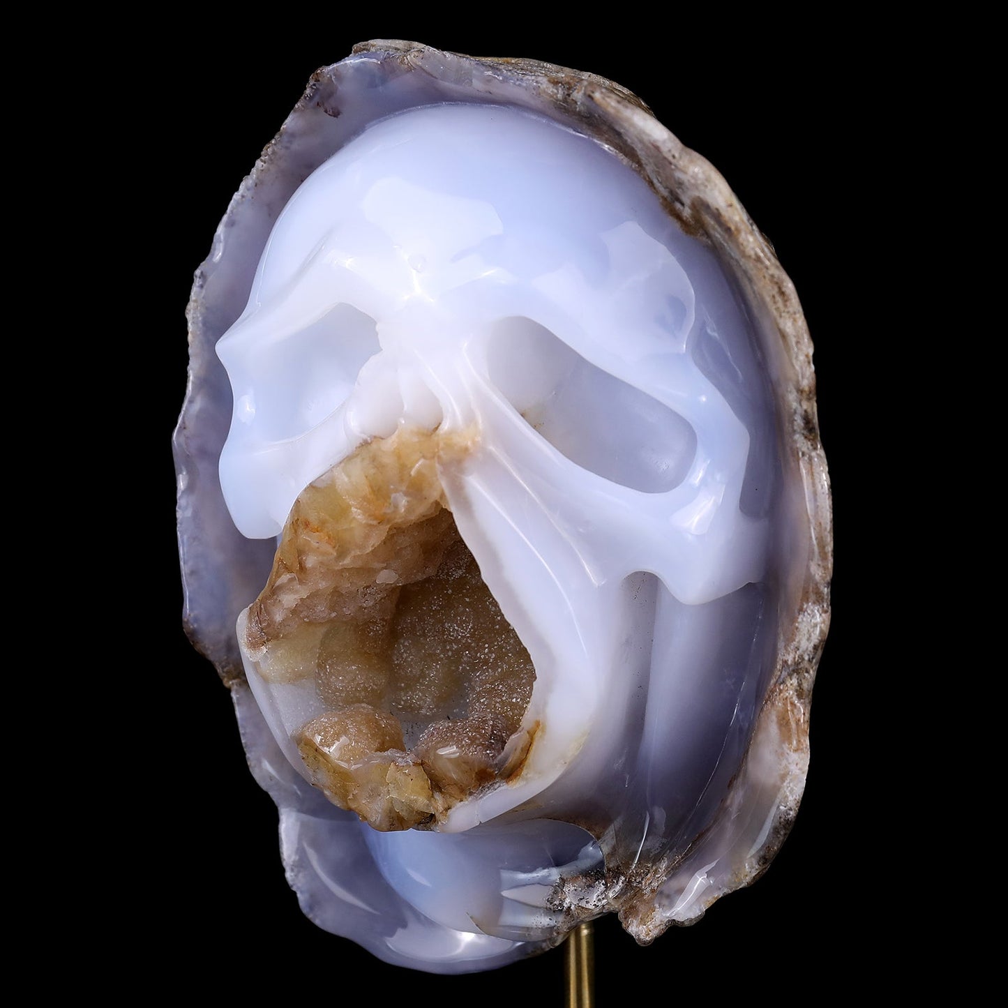 Nicedony 6.9" Blue Chalcedony Hand Carved Skull Sculpture - View 9