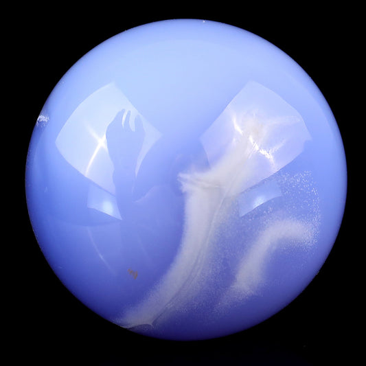 Nicedony 60mm Blue Chalcedony Hand Carved Crystal Sphere