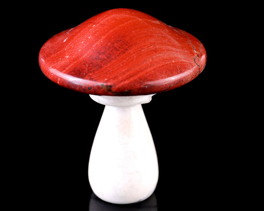 Nicedony 67mm Red Jasper Hand Carved Crystal Mushroom Sculpture