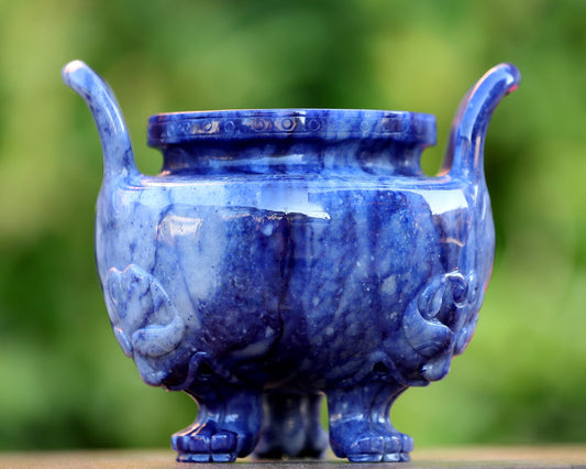 Nicedony 7.0” Blue Aventurine Hand Carved Crystal Gemstone Censer