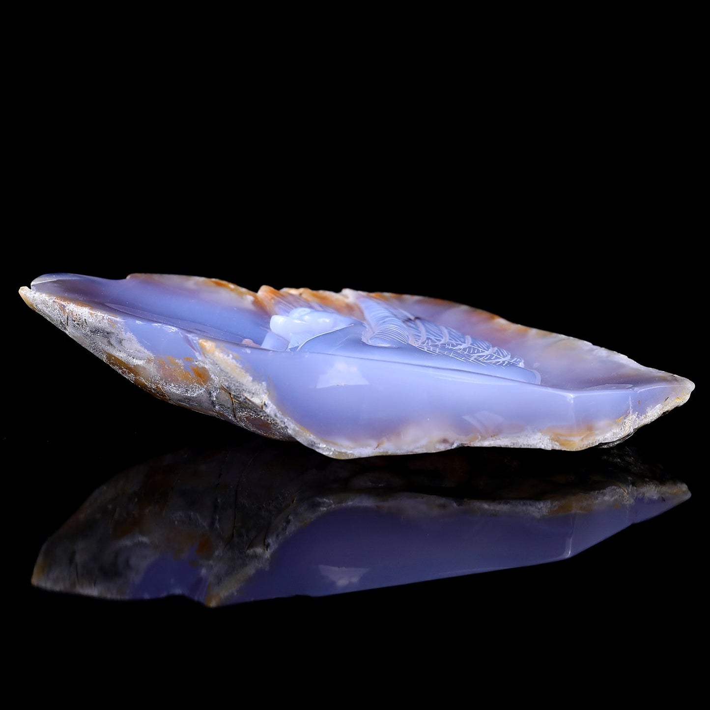 Nicedony 7.3" Blue Chalcedony Hand Carved Crystal Swan Sculpture - View 7