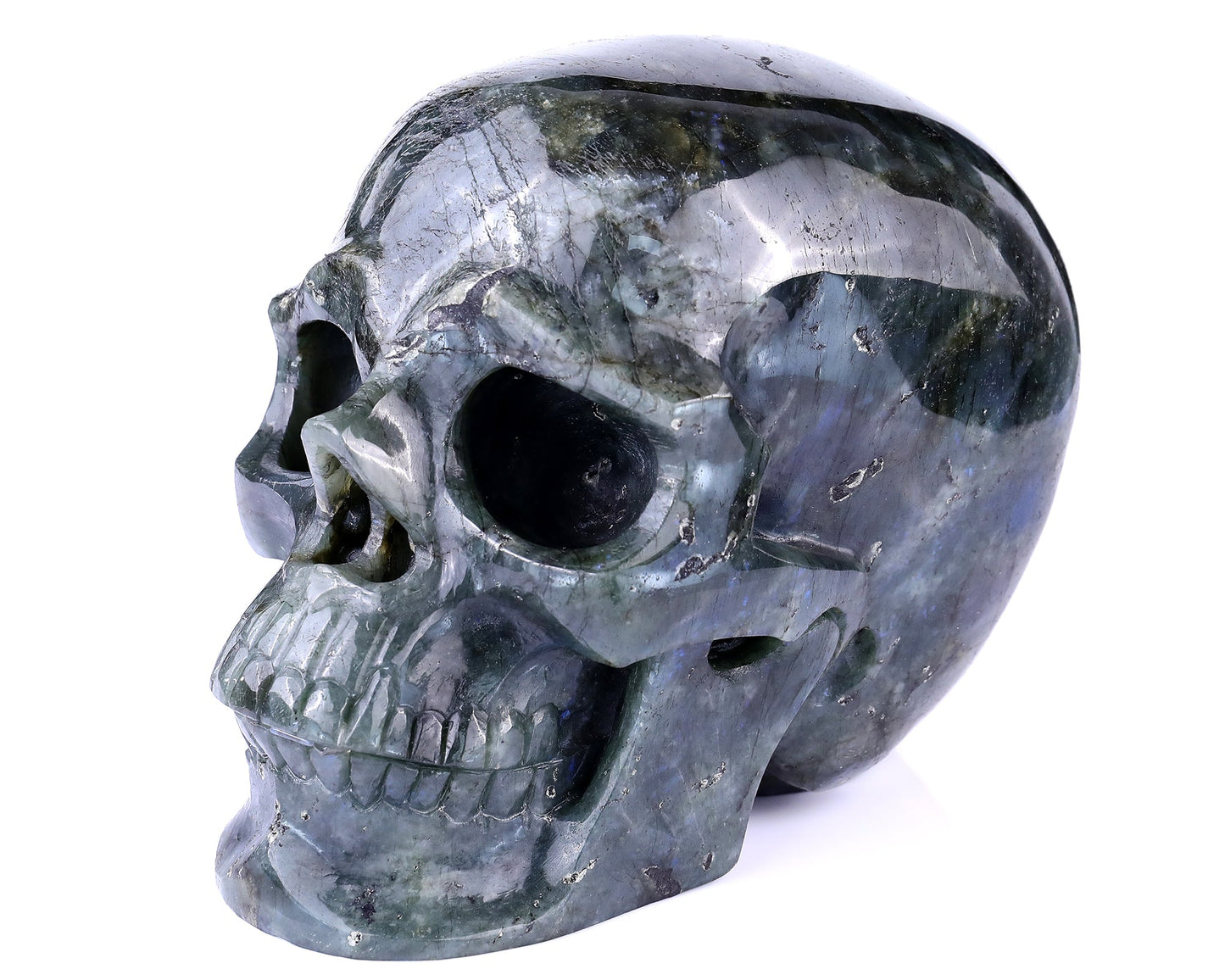 Nicedony 7.9 "Labradorite Hand Carved Realistic Skull Sculpture - View 7