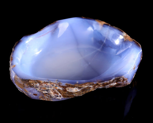 Nicedony 8.0" Blue Chalcedony Hand Carved Crystal Jewelry Tray Fruit Tray