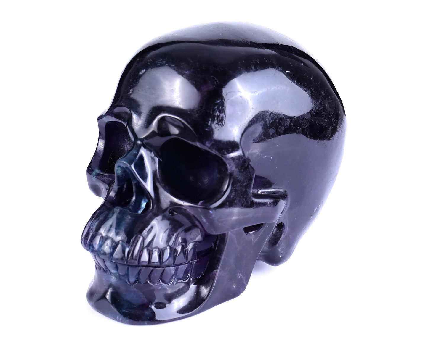 Nicedony 8.1" Fluorite Hand Carved Realistic Hollow Skull Sculpture - View 7