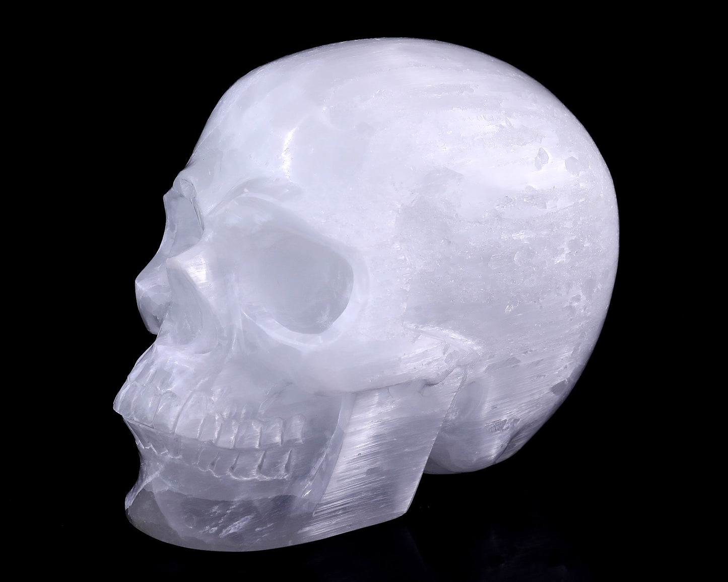 Nicedony 8.3" Selenite Hand Carved Crystal Realistic Skull Sculpture - View 7