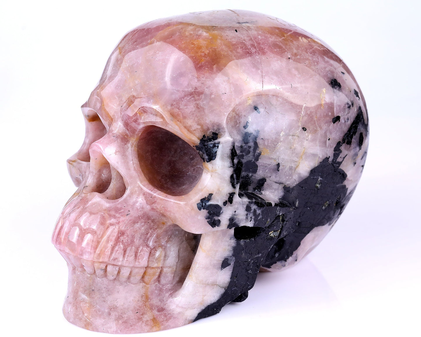 Nicedony 8.5" Rubellite Tourmaline Hand Carved Realistic Skull - View 7