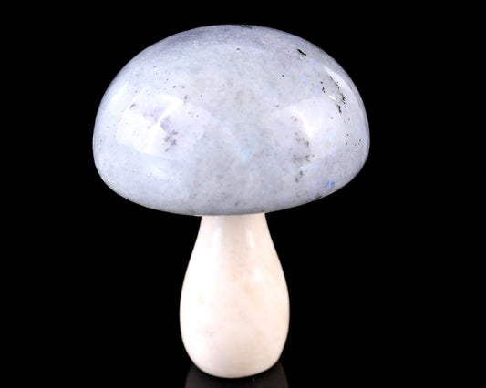 Nicedony 80mm Labradorite Hand Carved Crystal Mushroom Sculpture