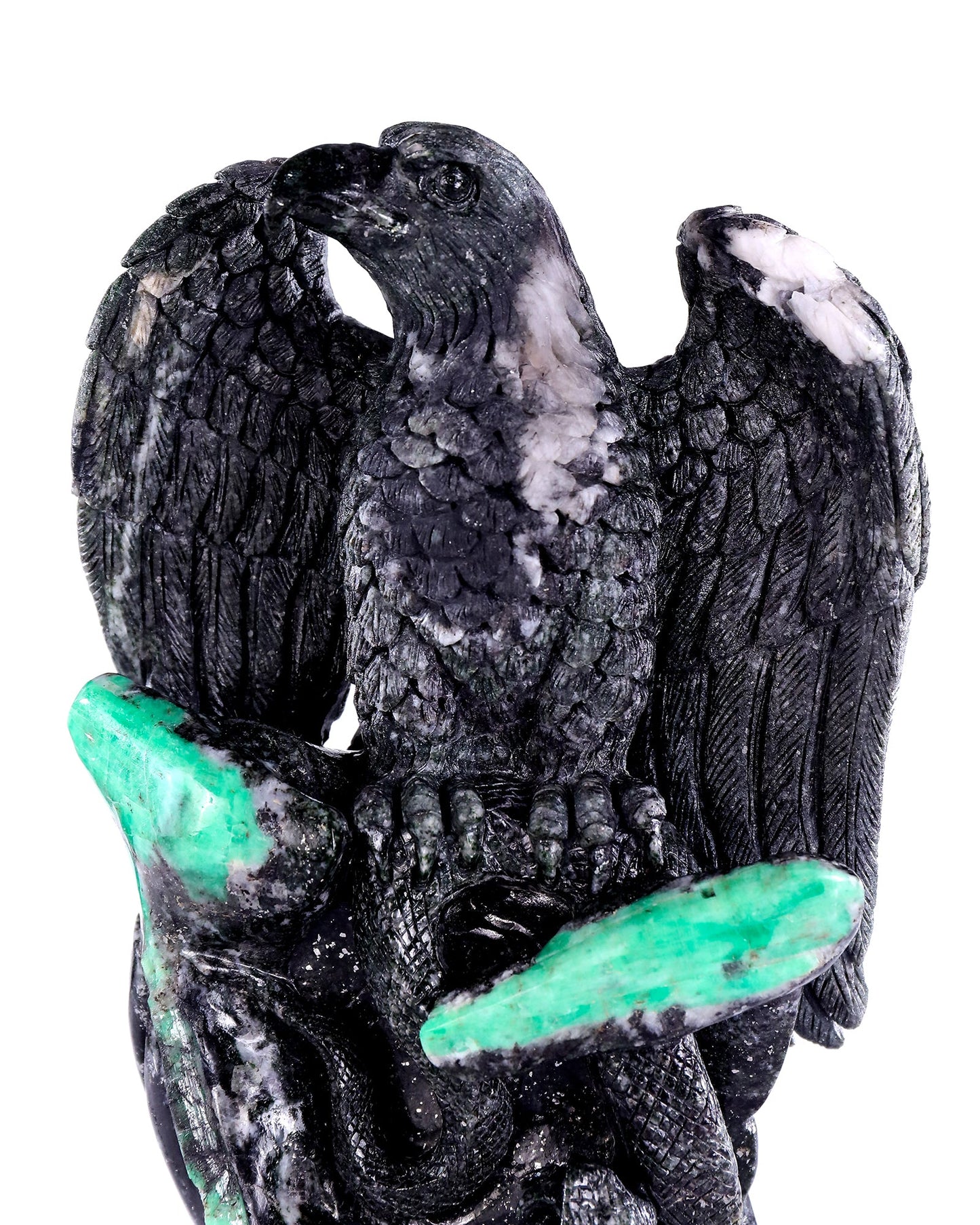 Nicedony 9.4" Emerald Hand Carved Eagle Catching Snake Sculpture - View 10