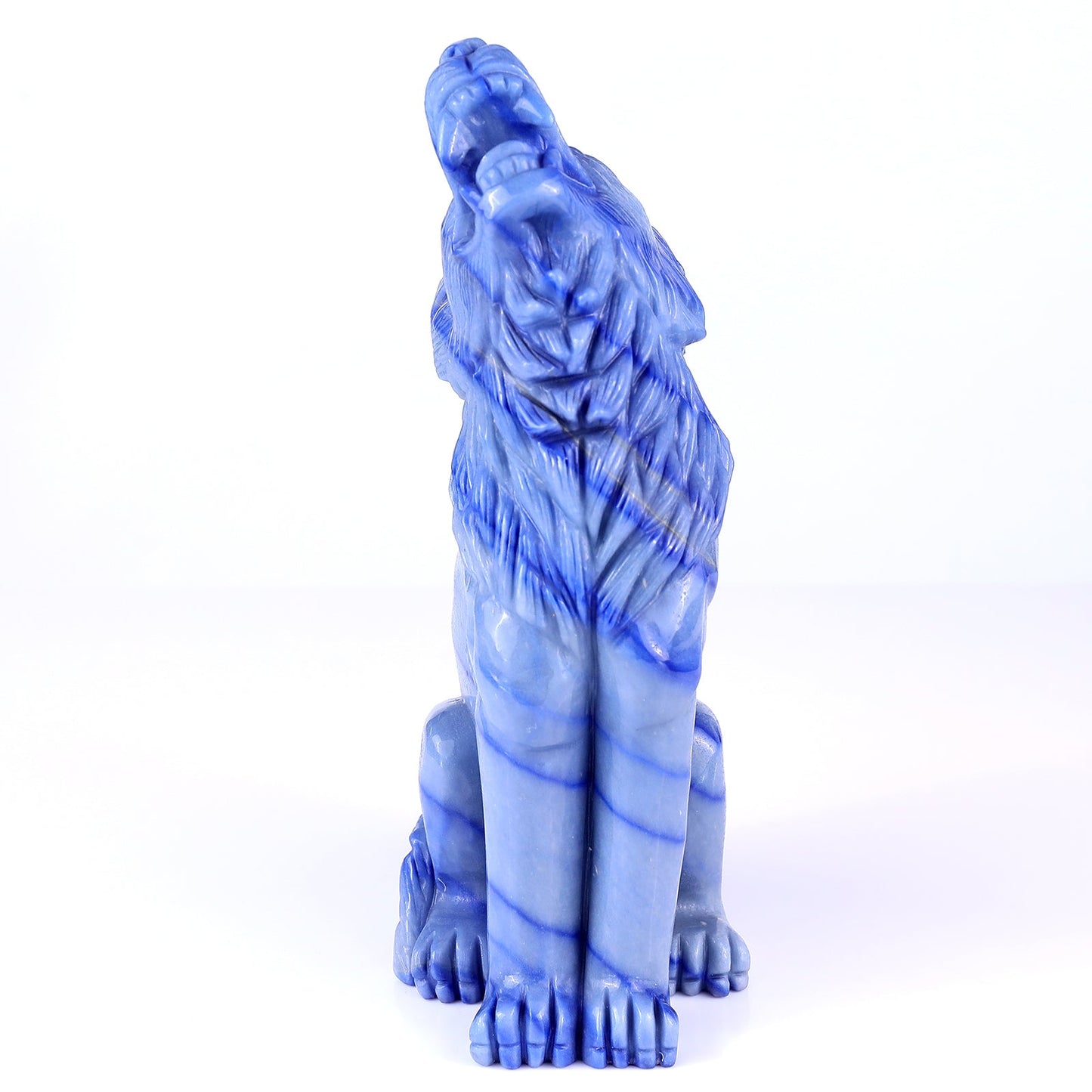 Nicedony 9.8" Blue Aventurine Chalcedony Hand Carved Wolf Sculpture - View 7