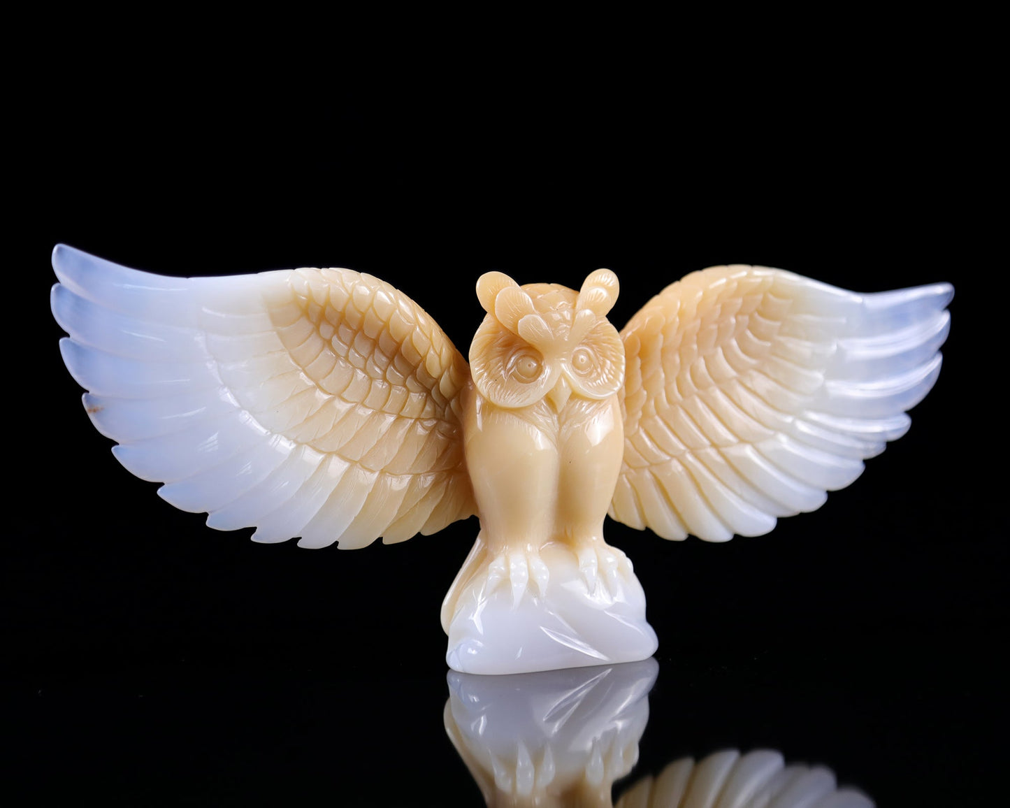 Nicedony 9.3" Blue Chalcedony Hand Carved Crystal Owl Sculpture - View 13