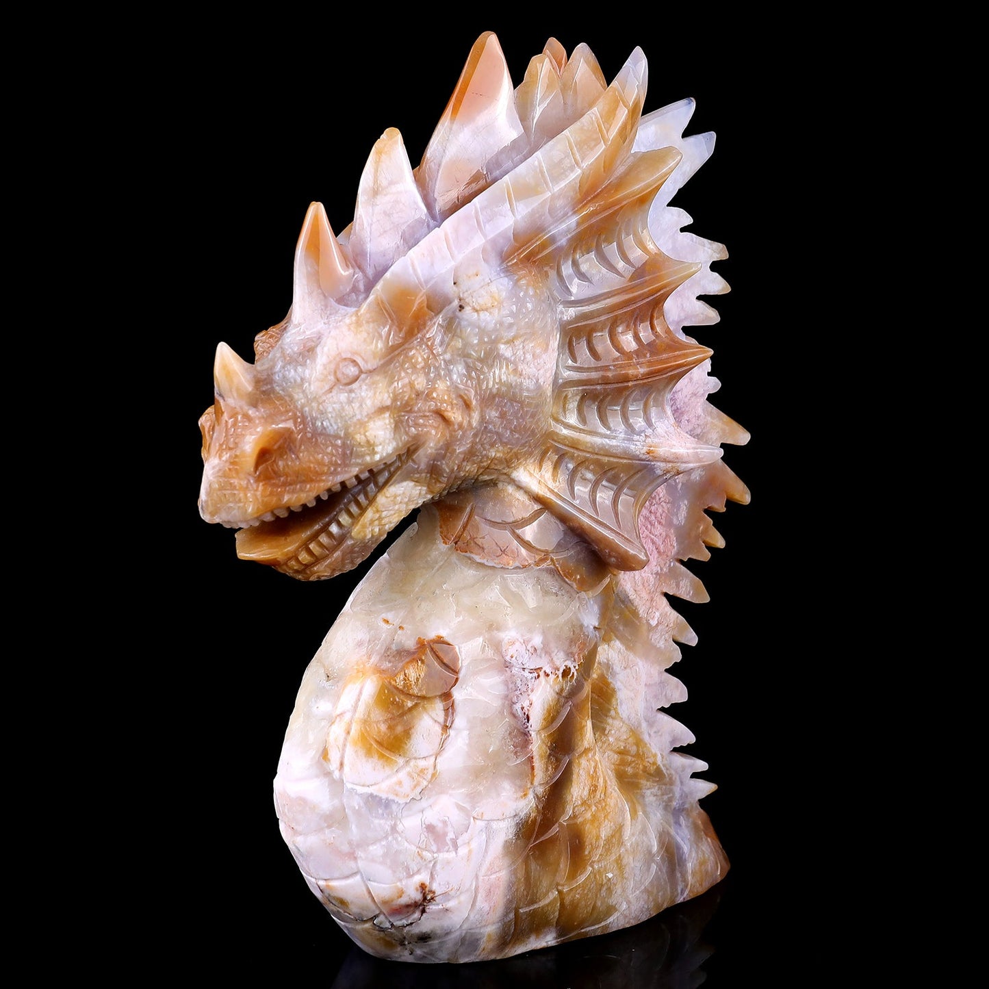 Nicedony Amazing 9.8" Chalcedony Hand Carved Crystal Dragon Sculpture - View 7