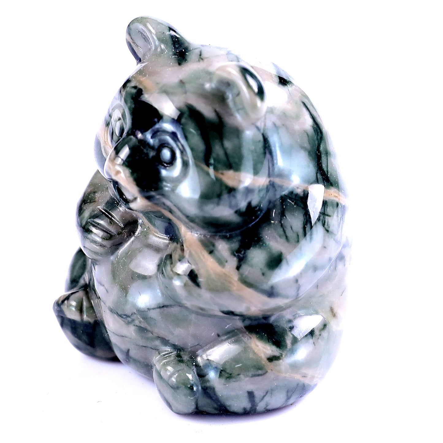 Nicedony Cute 2.9" Jiulong Jade Hand Carved Crystal Panda Sculpture - View 9