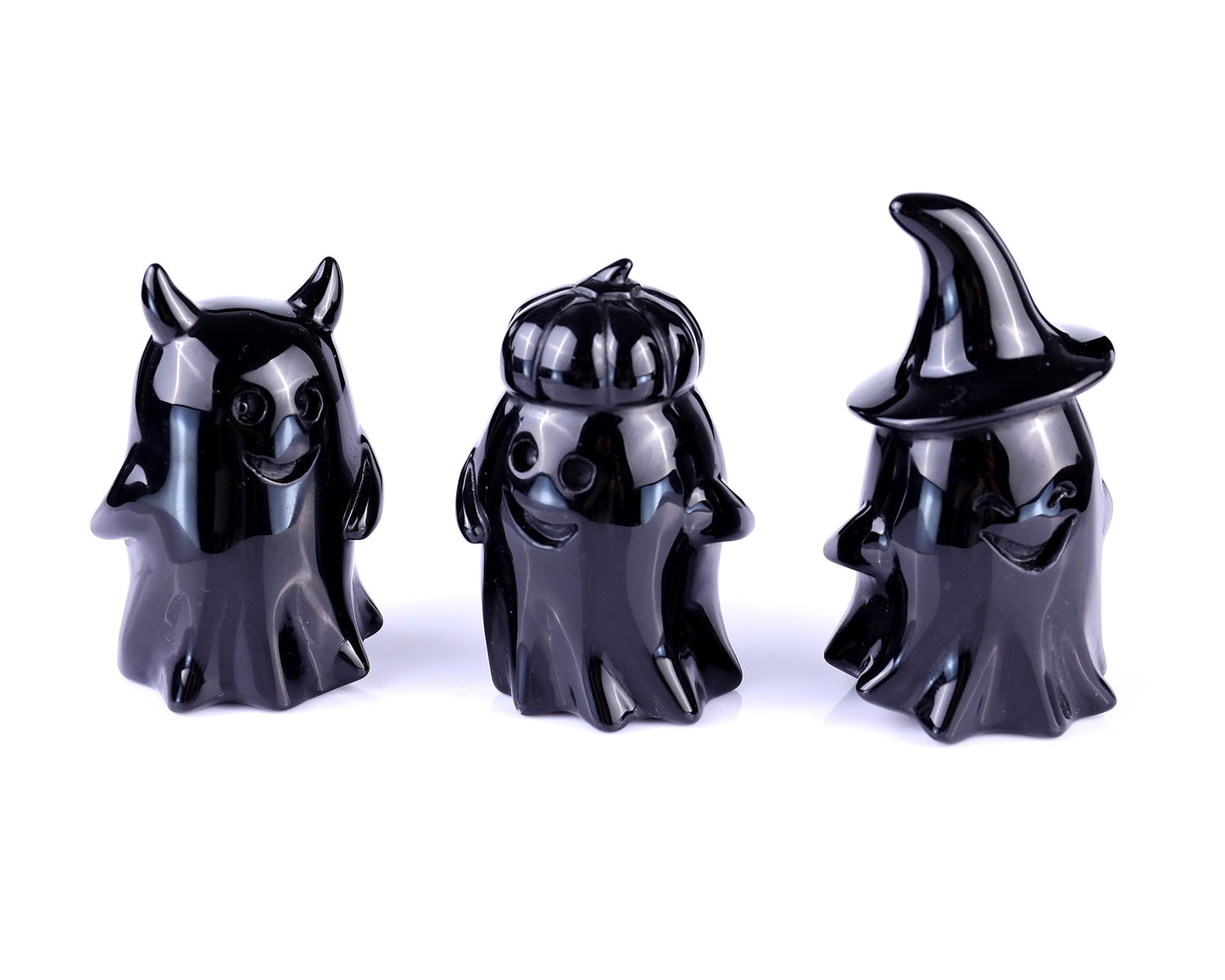Nicedony 3.0" Black Obsidian Hand Carved Crystal Ghost Sculpture - View 10