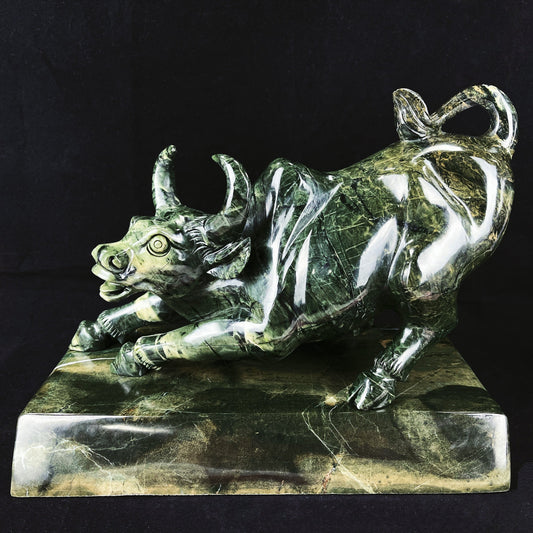 Nicedony 11.2kg Nice Jiulong Jade Hand Carved Crystal Cattle
