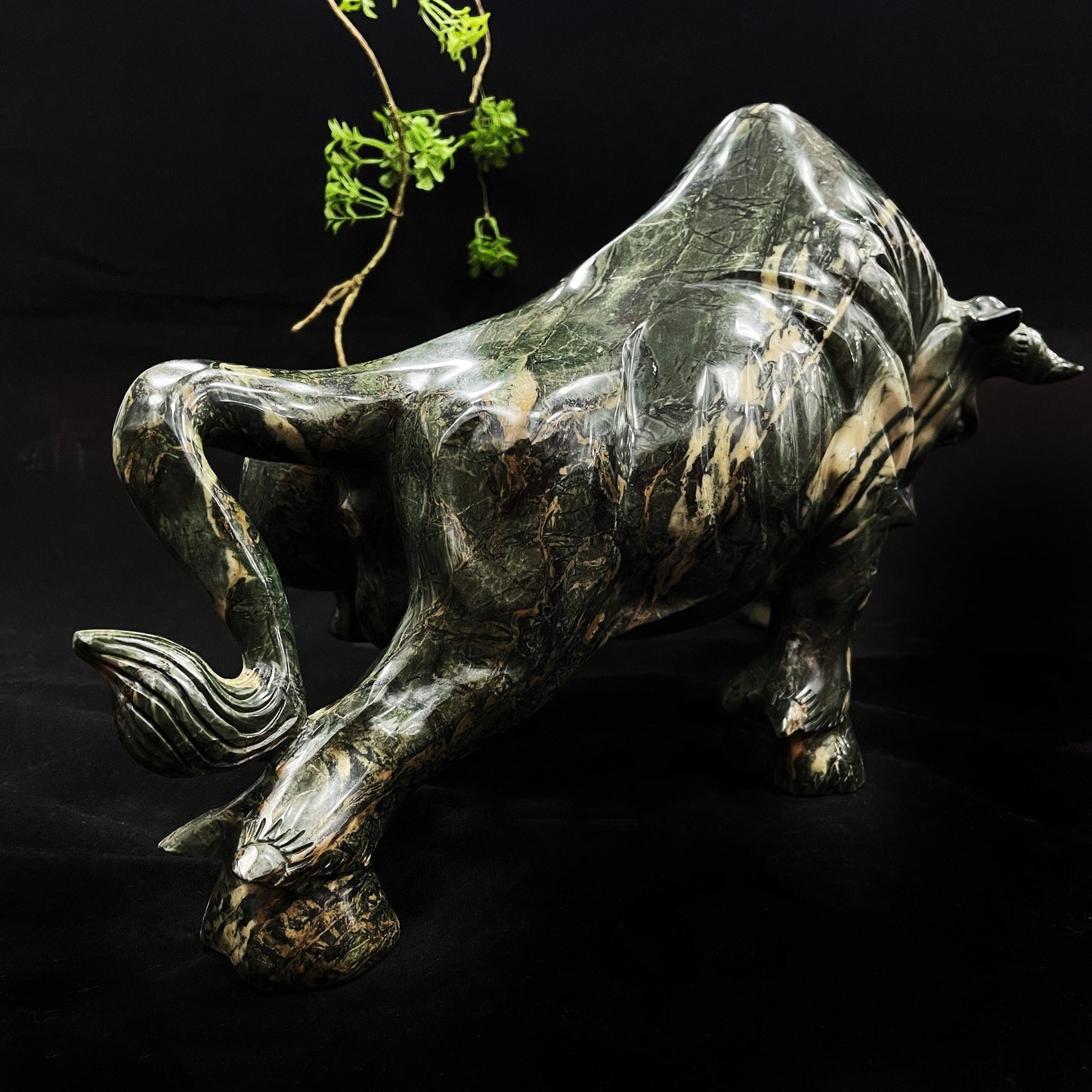 Nicedony Amazing 21.7kg Jiulong Jade Hand Carved Crystal Cattle Statue Home & Office Decor - View 12