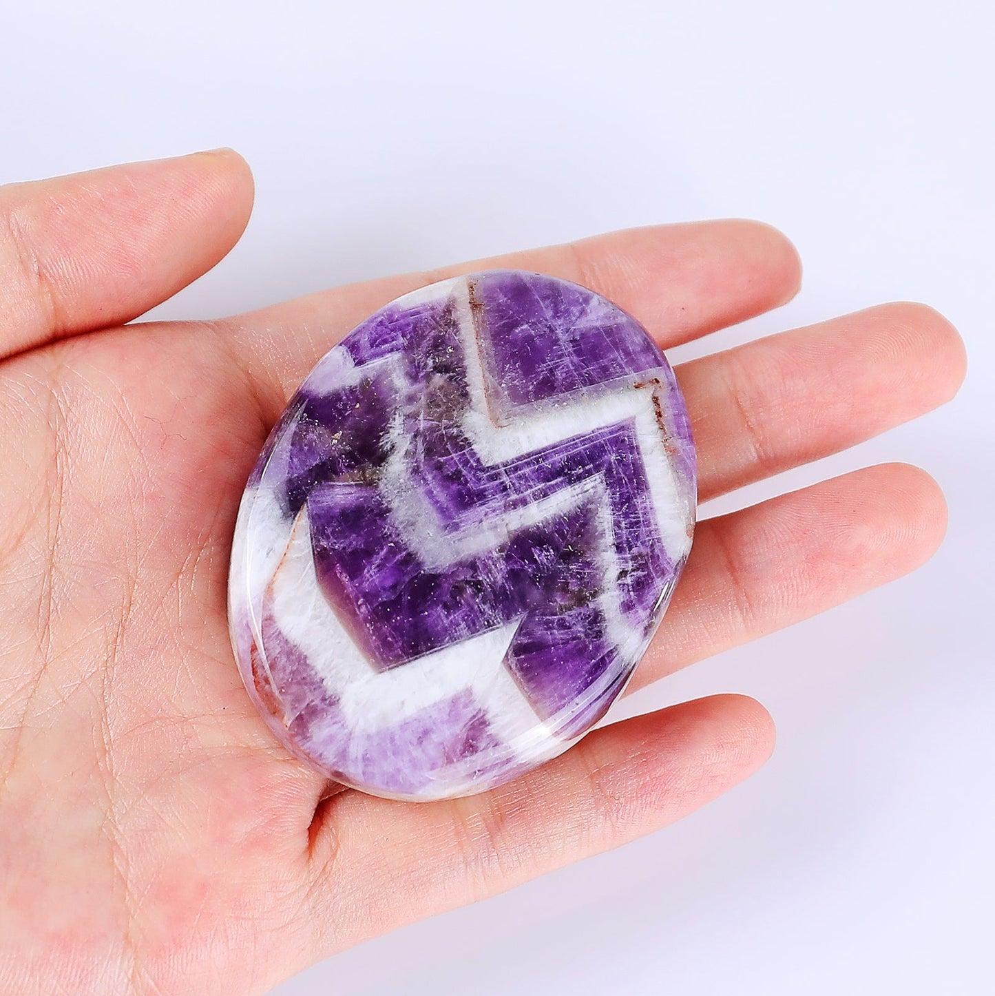 Nicedony Natural Amethyst Hand Carved Crystal Polished Palm Stone - View 6