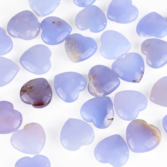 Nicedony Natural Blue Chalcedony Hand Carved Crystal Heart - 15mm(1kg)