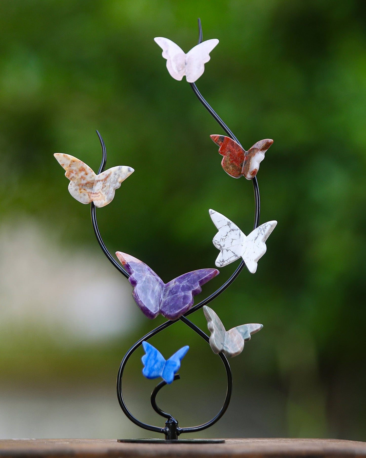 Nicedony Natural Crystal Colorful Butterfly with Black Metal Stand - View 7