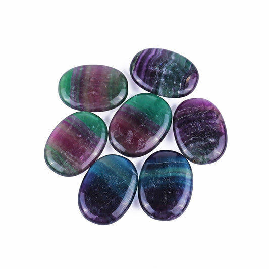 Nicedony Natural Green Fluorite Hand Carved Crystal Polished Palm Stone