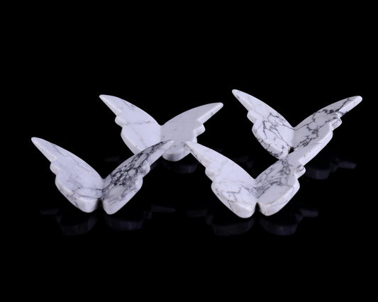 Nicedony Natural Howlite Hand Carved Crystal Butterfly Set (4pcs) - 58*30*5mm
