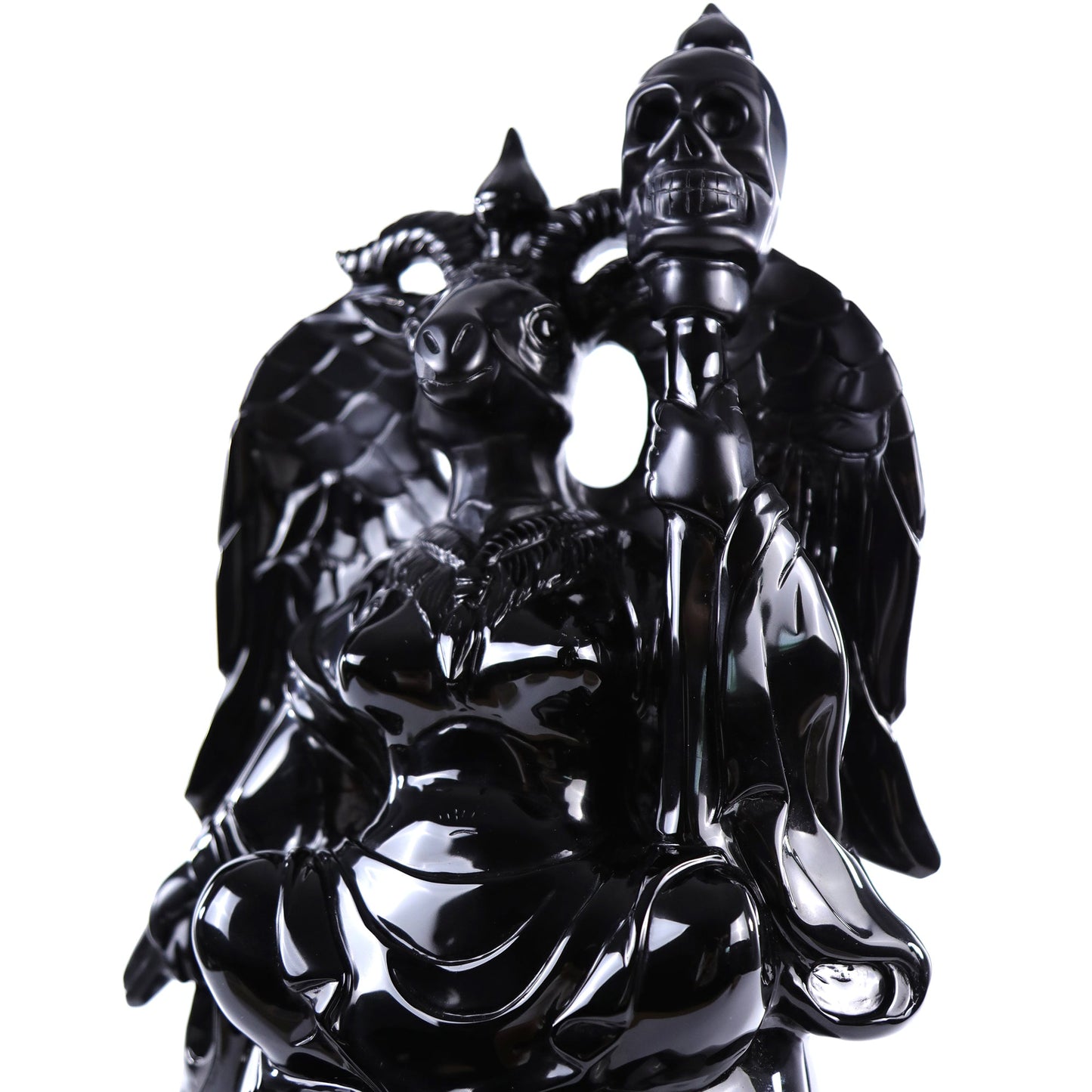 Nicedony 15.3" Black Obsidian Hand Carved Realistic Skull King - View 12