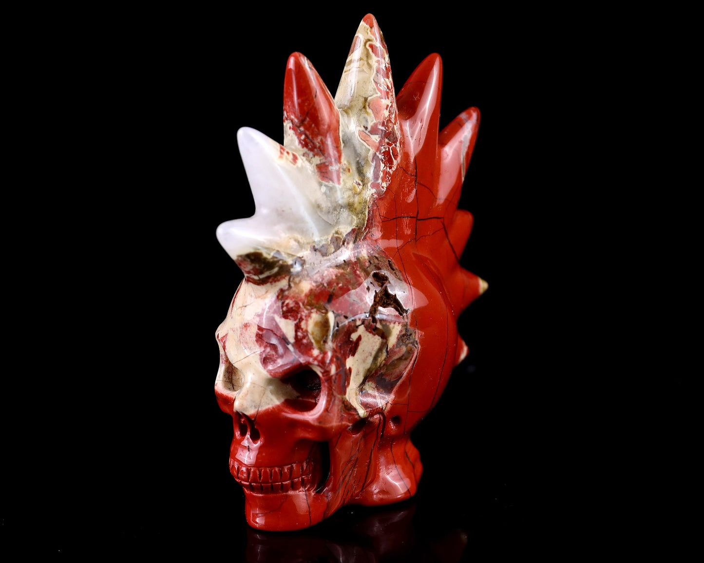 Nicedony 2.7" Red Jasper Hand Carved Crystal Punk Skull Sculpture - View 9