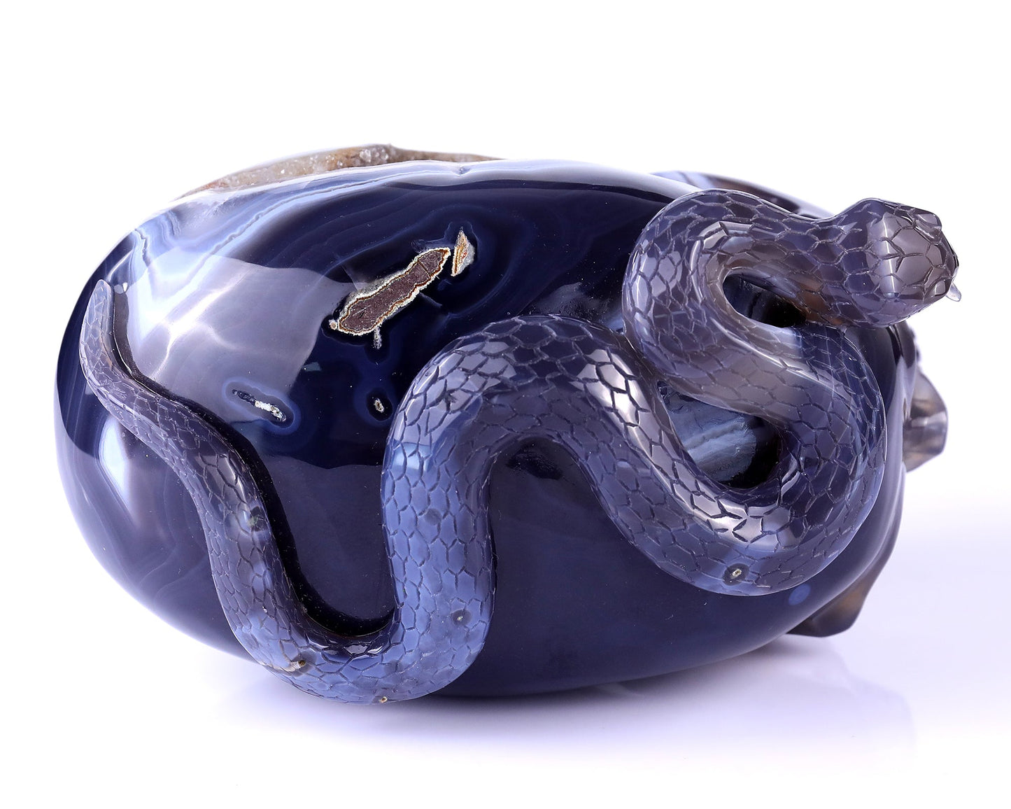 Nicedony Unique 7.1" Amethyst Geode Agate Hand Carved Crystal Geode Skull Sculpture - View 10