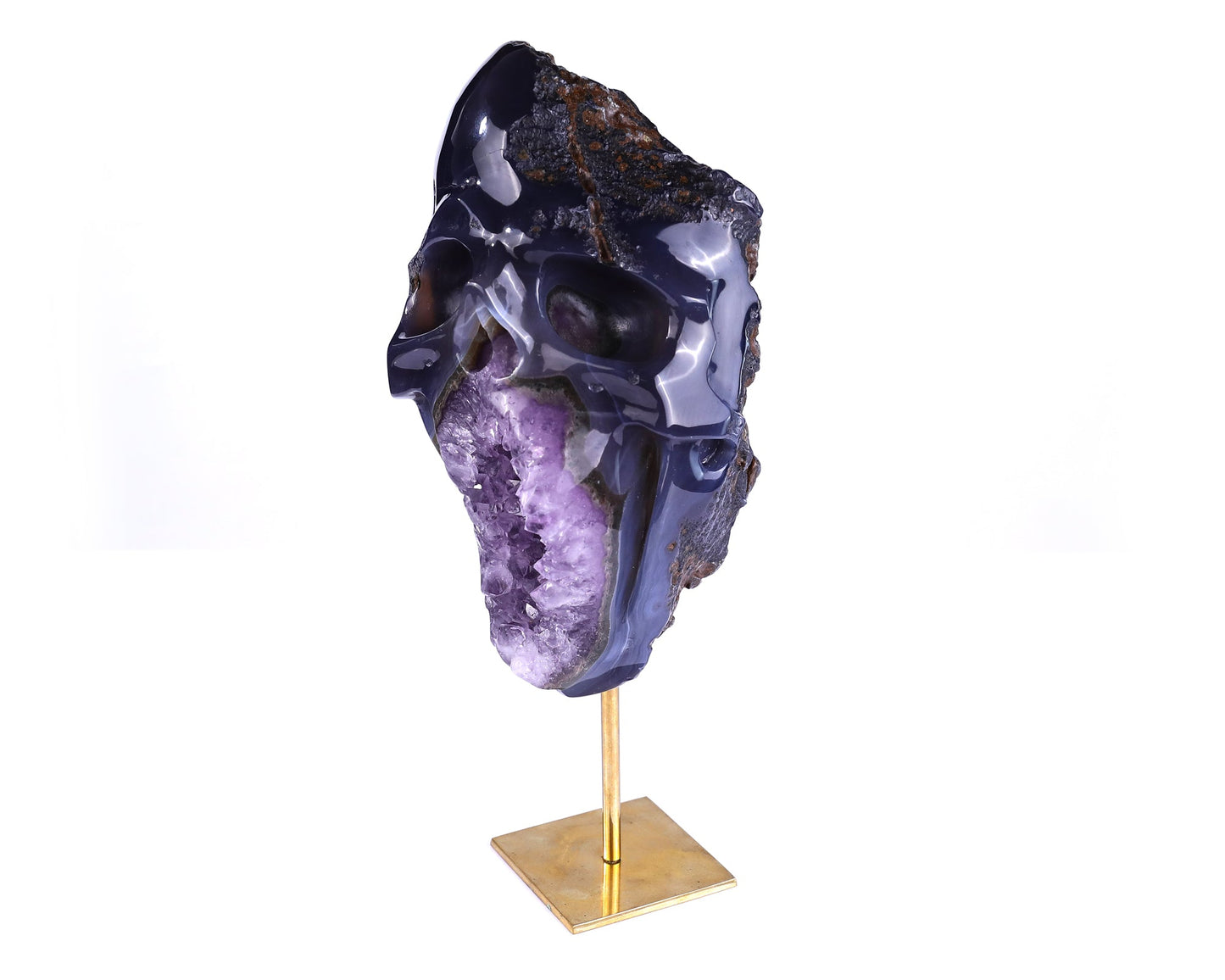 Nicedony Unique 7.7" Amethyst Geode Agate Hand Carved Crystal Skull Sculpture - View 8
